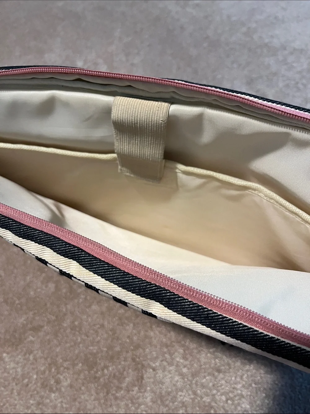 Kamlui Coral Pink Flap Striped Laptop Satchel